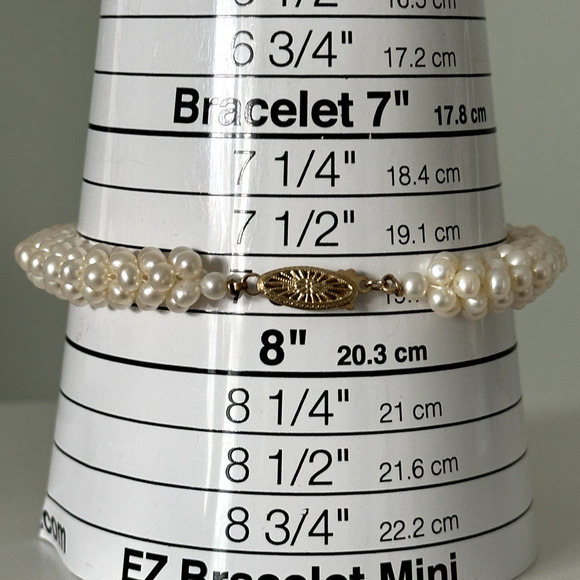 Vintage 14K Yellow Gold Genuine Real Pearl Multi Row Cluster Bracelet 7.75" - Picture 13 of 16